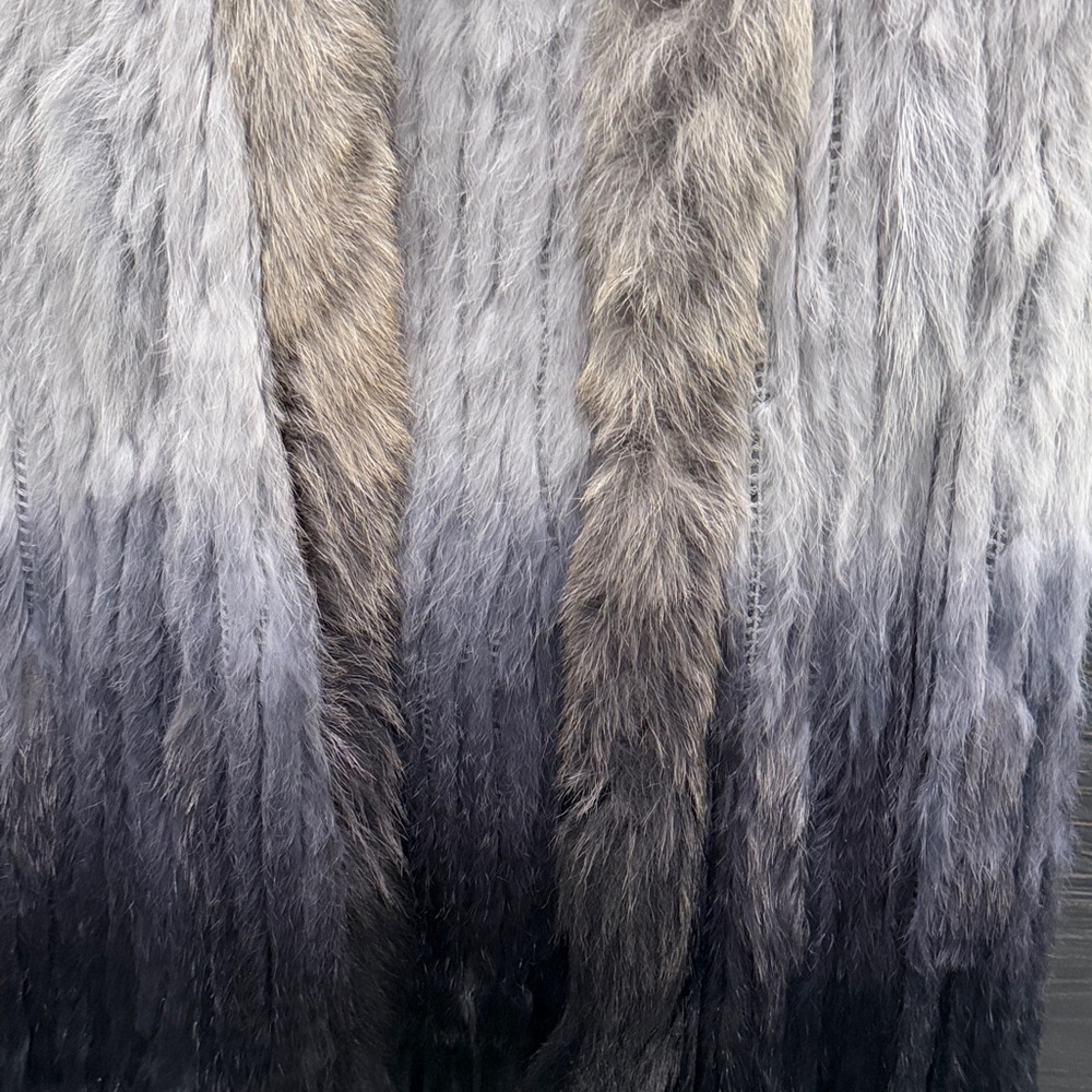 Gray and Black Ombre Real Fur Vest - Picture 2 of 4
